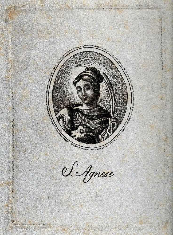 Saint Agnes. Engraving.
