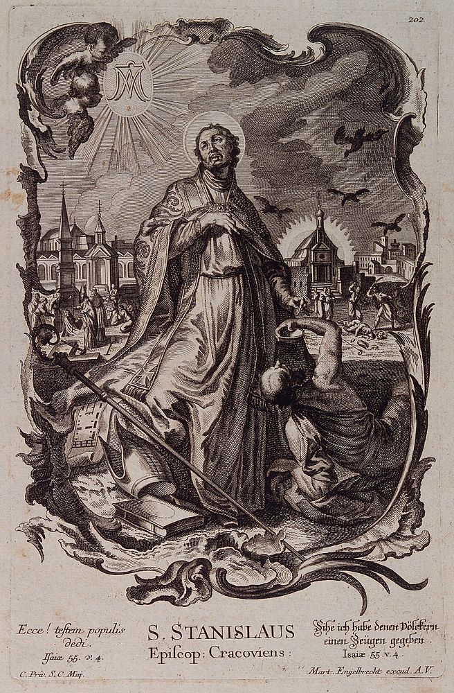 Saint Stanislaus. Etching by M. Engelbrecht.