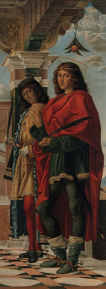 Saint Nazarius and Saint Celsus. Chromolithograph by L. Gruner after E. Kaiser after B. Montagna.