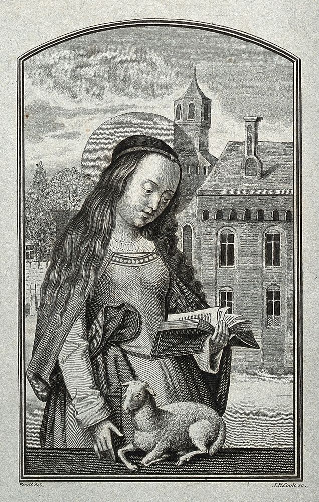 Saint Agnes. Engraving by J.H. Cook after P. Fendi.