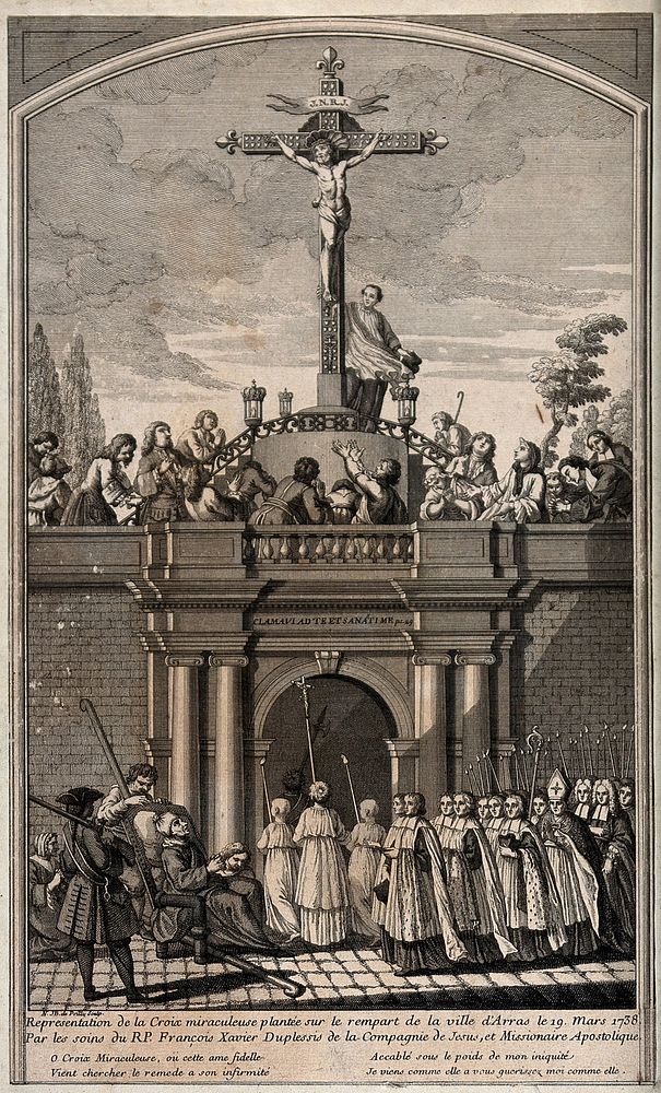 Presentation of a cross to the city of Arras by François Xavier Duplessis in March 1738. Engraving by N.J.B. de Poilly, ca.…