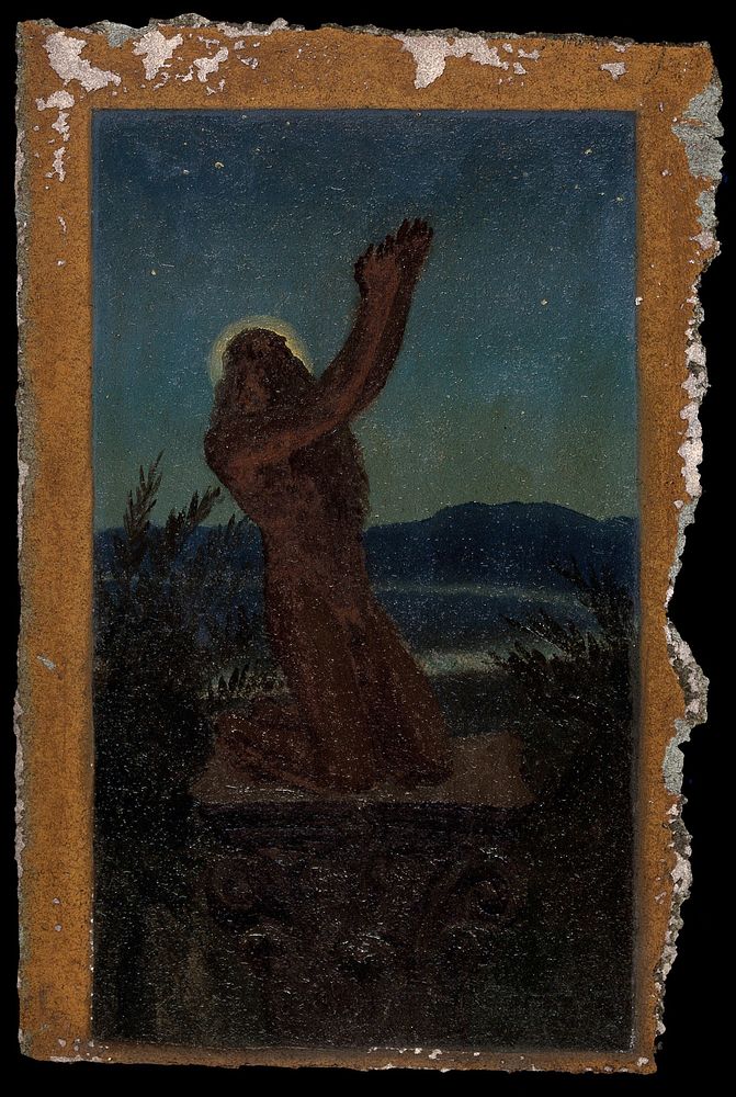 Saint Simeon Stylites the elder. Oil painting.