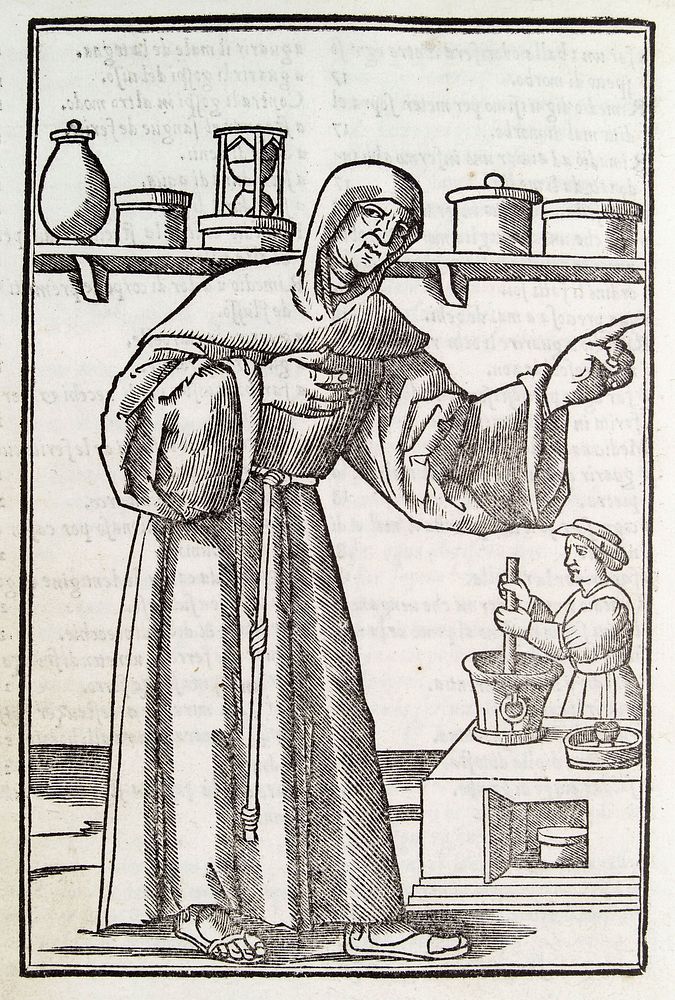 A friar in an apothecary