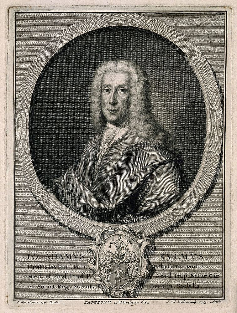 Johann Adam Kulm. Line engraving by J. Houbraken, 1743, after J. Wessel, 1740.