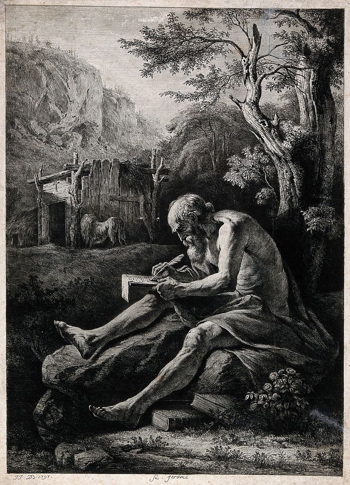 Saint Jerome. Etching by J.J. de Boissieu, 1797.