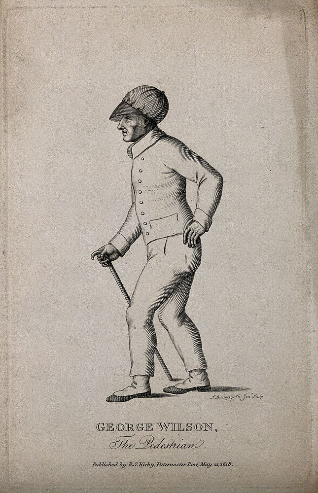 George Wilson, a pedestrian. Engraving by S. Springsguth, 1818.