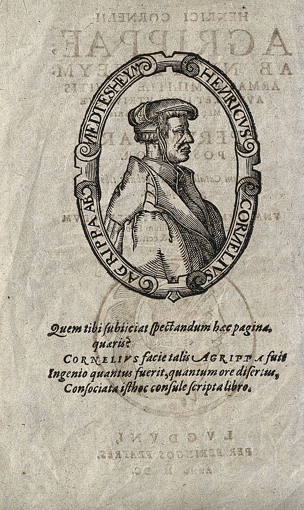 Henricus Cornelius Agrippa von Nettesheim. Woodcut.