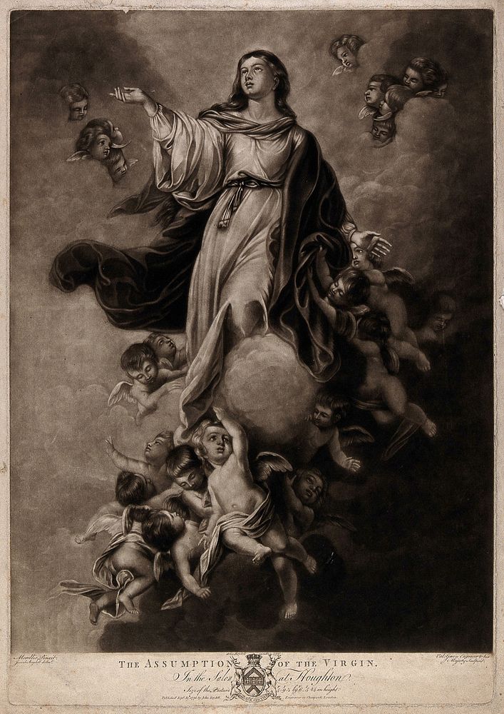 The Assumption of the Virgin Mary. Mezzotint by V. Green, 1776, after J. Boydell after E.B. Murillo.