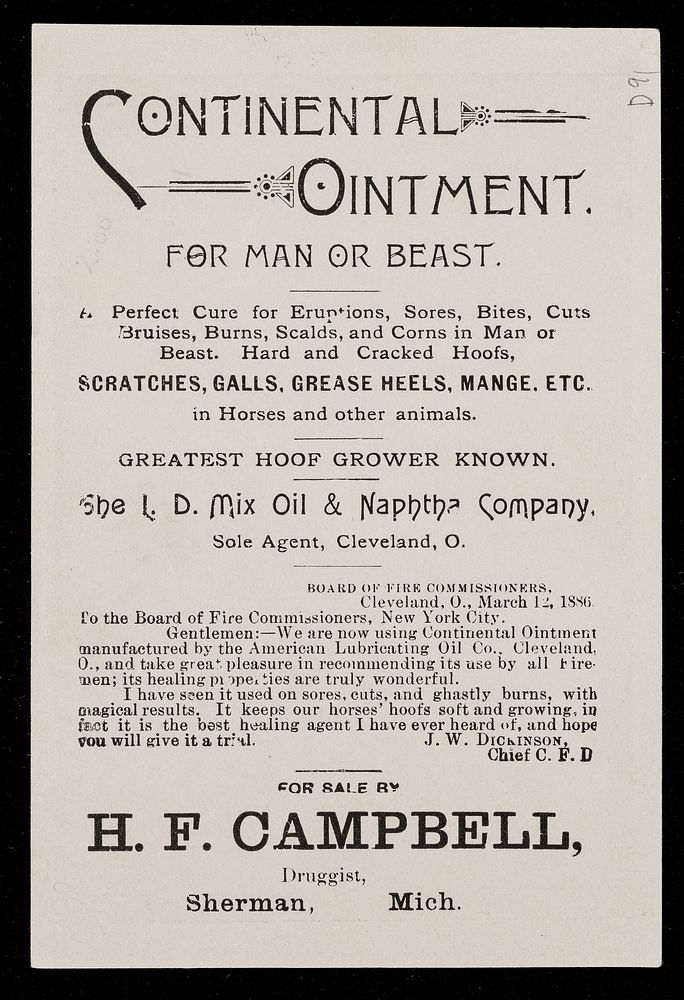 Use Continental Ointment : Continental Ointment for man and beast.