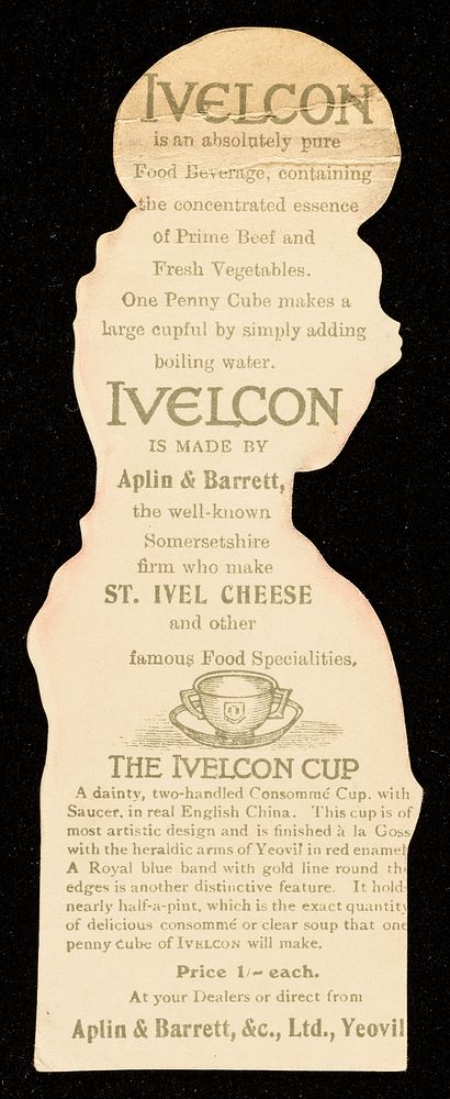 Ivelcon is an absolutely pure food beverage, containing the concentrated essence of prime beef and fresh vegetables : one…