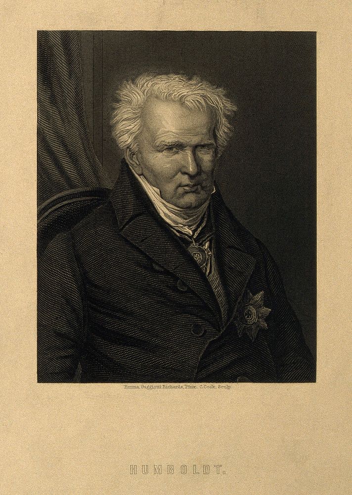 Friedrich Heinrich Alexander von Humboldt. Stipple engraving by C. Cook after Emma Gaggiotti-Richards, 1854.