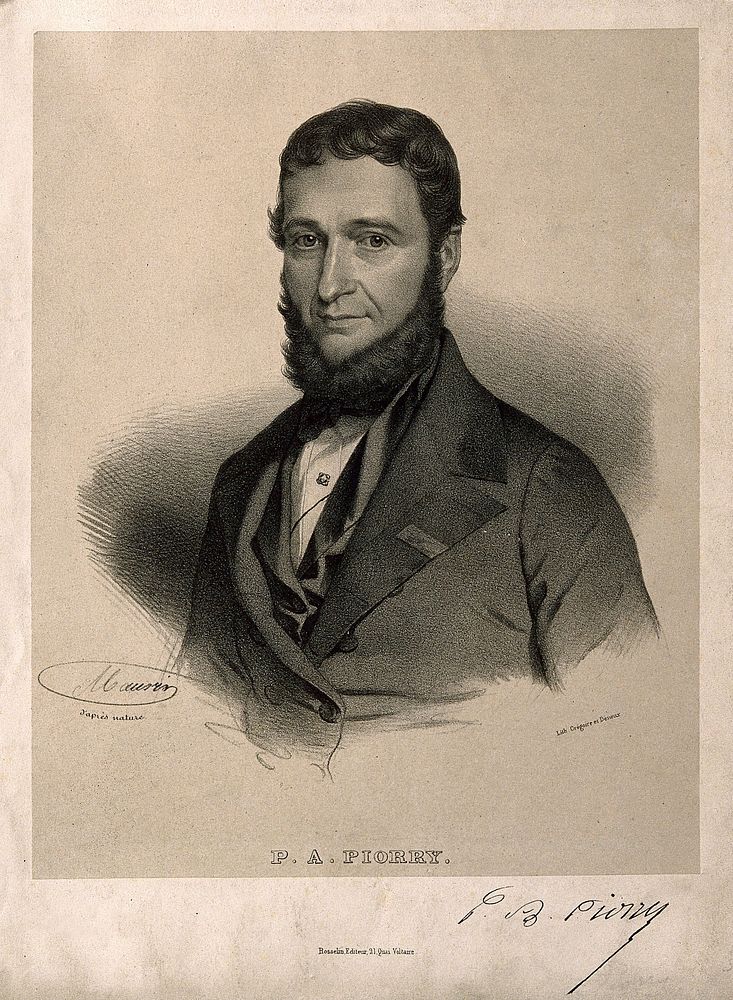 Pierre Adolphe Piorry. Lithograph by N. E. Maurin.
