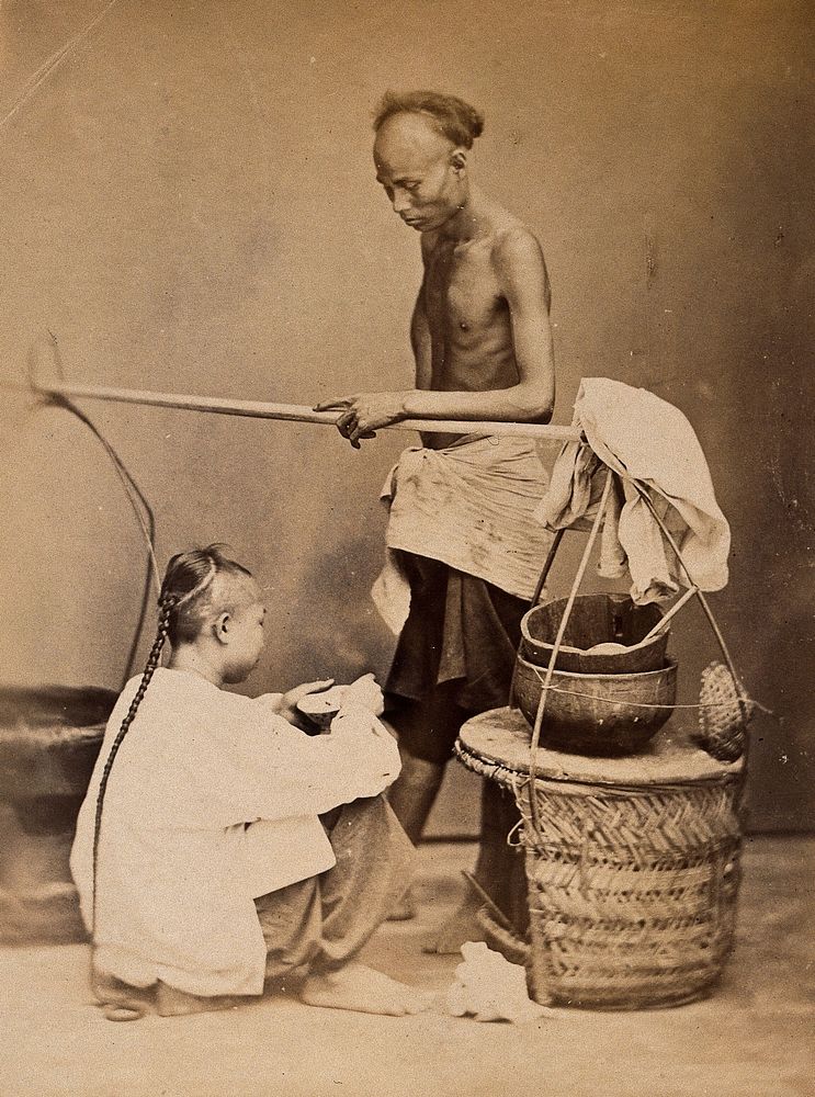 Singapore: a Chinese soup seller. Photograph by J. Taylor, c. 1880.