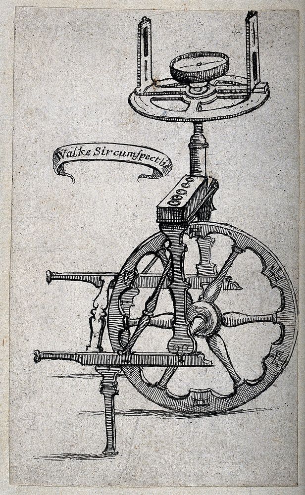 Measurement: a pedometer. Engraving, [1661].