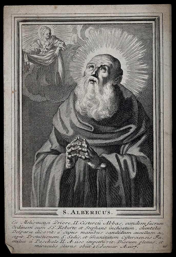 Saint Albericus (Aubrey) of Cîteaux. Line engraving.