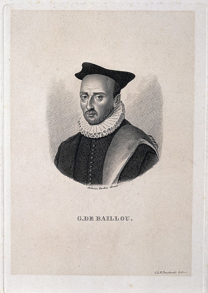 Guillaume de Baillou. Stipple engraving by A. Tardieu.