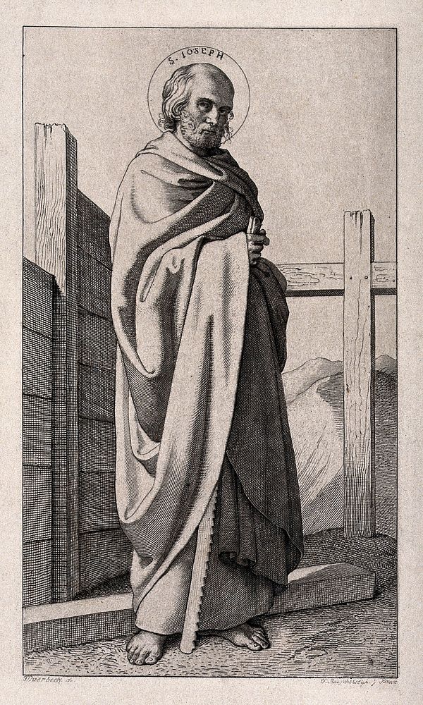 Saint Joseph. Line engraving by F. Ruscheweyh after J.F. Overbeck.