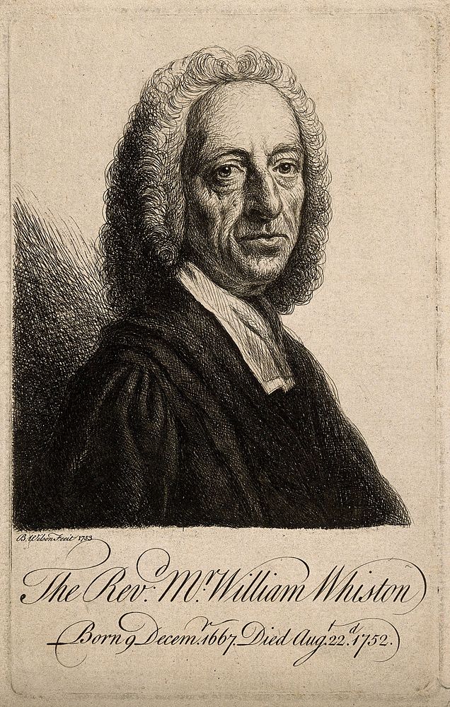 William Whiston. Etching by B. Wilson, 1753.