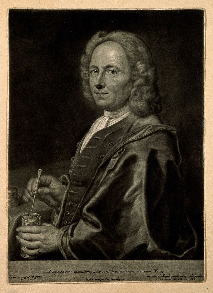 Michael Gottfried Wittwer. Mezzotint by B. Vogel, 1735, after J. Kupetzky.