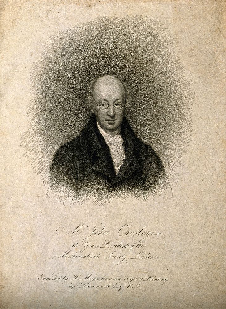 John Crosley. Stipple engraving by H. Meyer after S. Drummond.