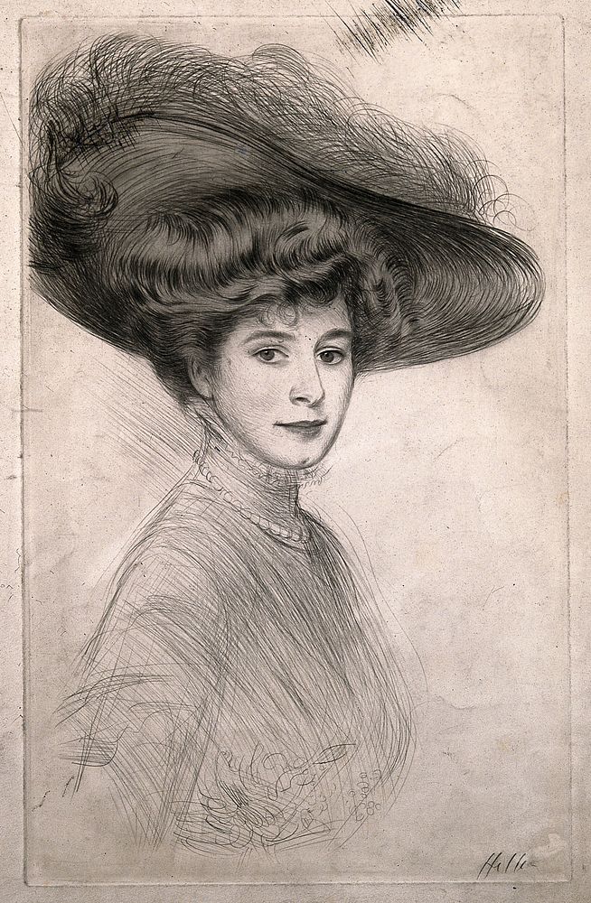 Gwendoline Maud Syrie, née Barnardo (later Syrie Wellcome, later Syrie Maugham). Drypoint by Paul César Helleu, ca. 1901.