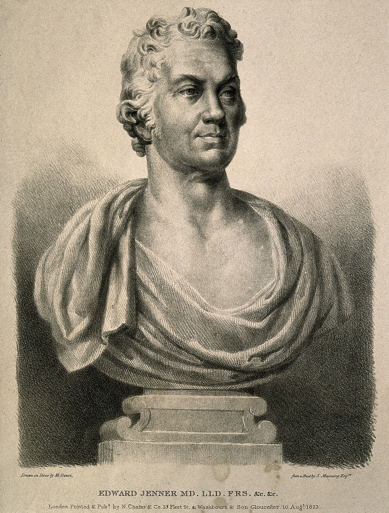 Edward Jenner. Lithograph by M. Gauci, 1823, after C. Manning, 1805.