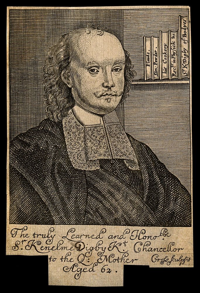 Sir Kenelm Digby. Line engraving by T. Cross, 1668.