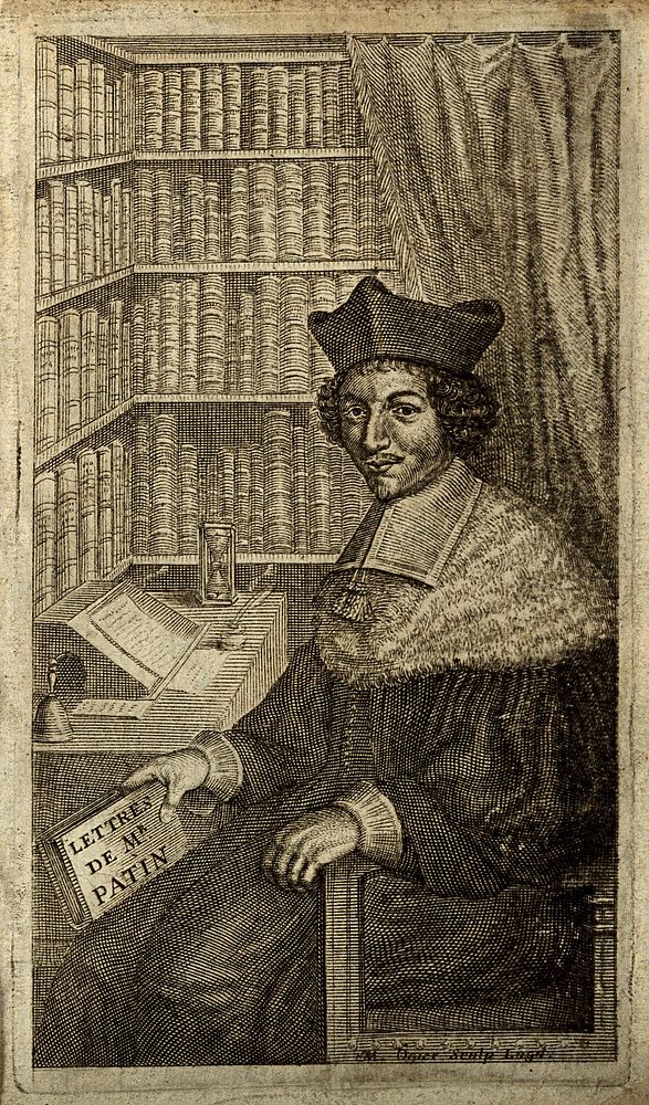 Guy Patin. Line engraving by M. Ogier, 1685.