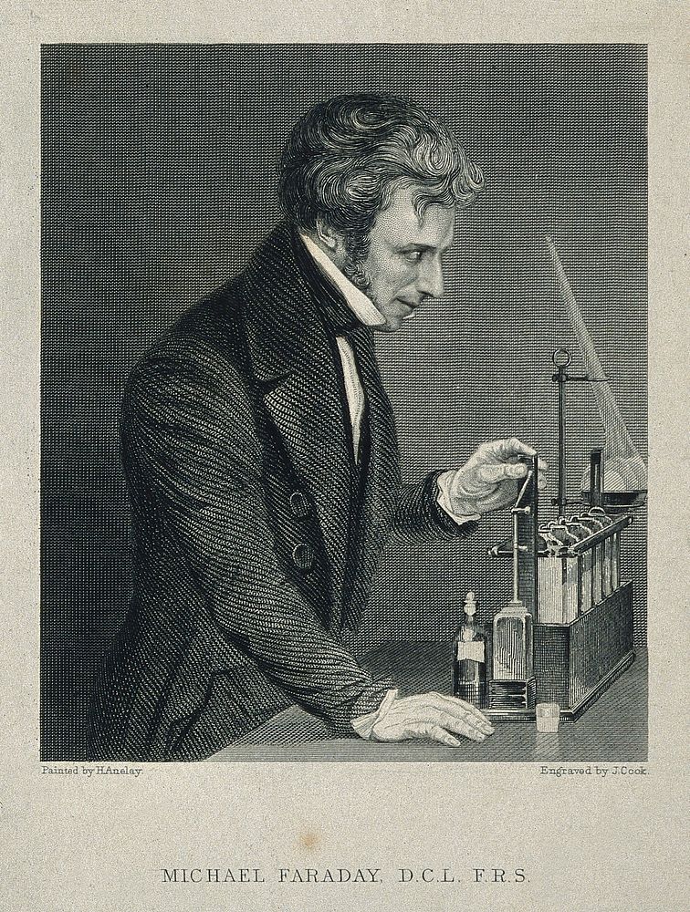Michael Faraday. Line engraving by J. Cook after H. Anelay.