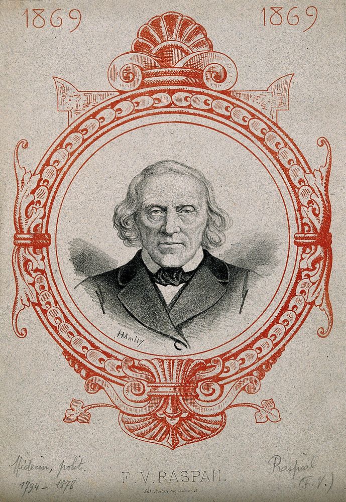 François Vincent Raspail. Lithograph by H. Mailly, 1869.