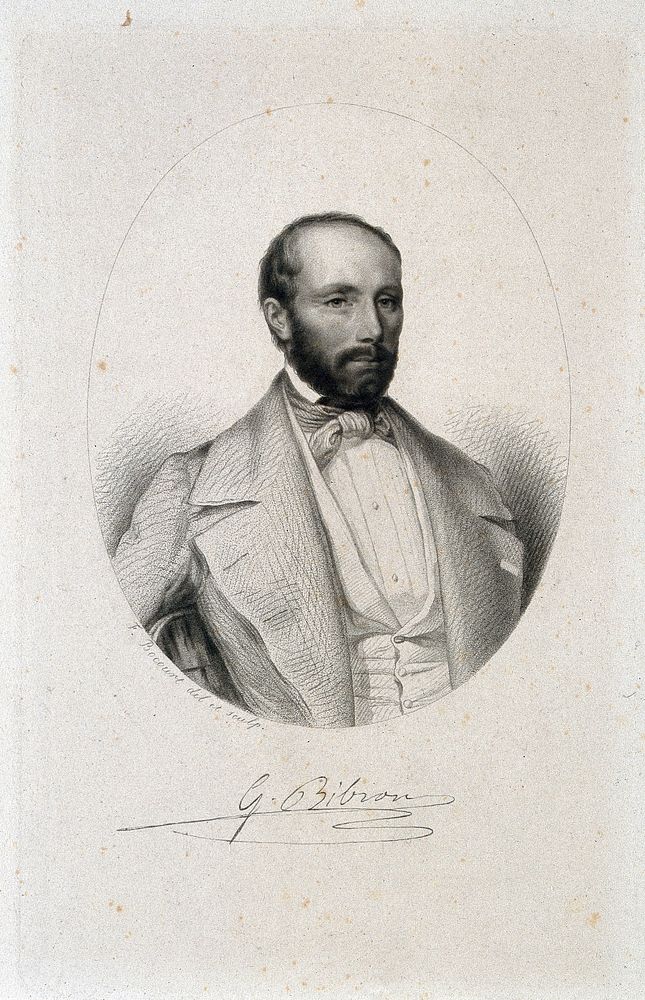 Gabriel Bibron. Stipple engraving by M.F. Bocourt.