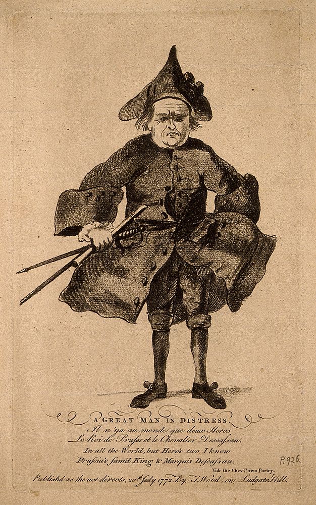 Le Chevalier Michel Descazeaux du Halley, an eccentric. Soft-ground etching.