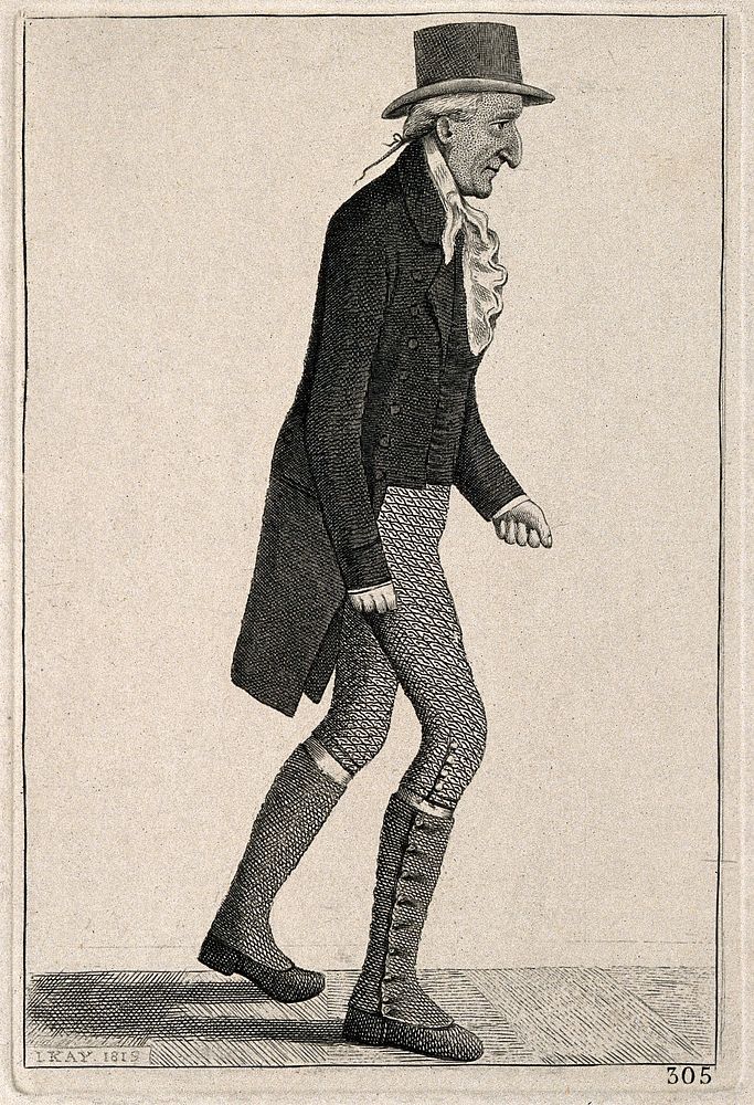 John Brown, walking. Etching by J. Kay, 1819.