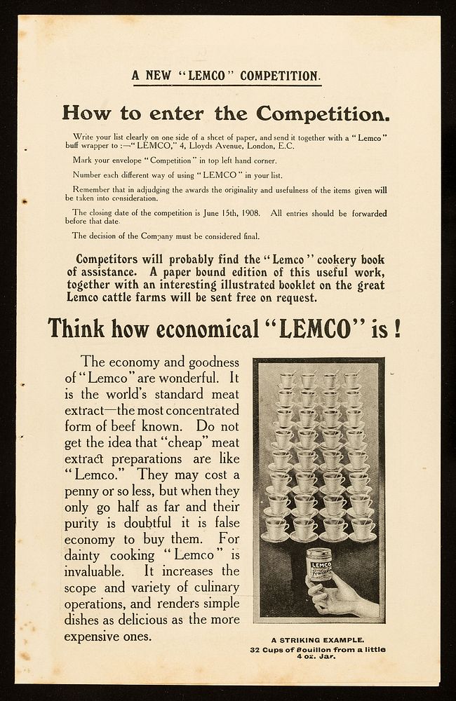 A new "Lemco" competition : £180 in prizes for Lemco users / [Lemco Co.].