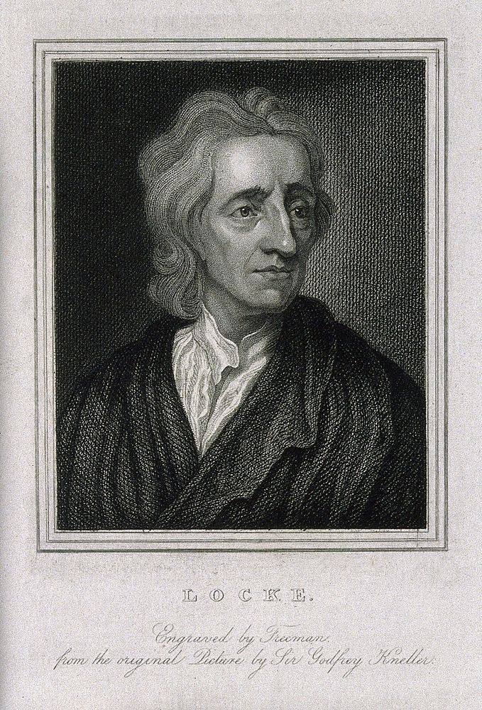 John Locke. Stipple engraving by S. Freeman, 1825, after Sir G. Kneller.