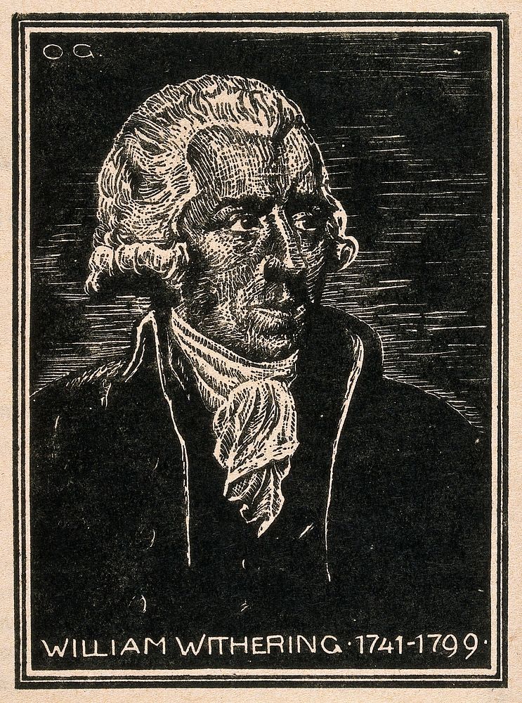 William Withering, head and shoulders. Woodcut by O.G.
