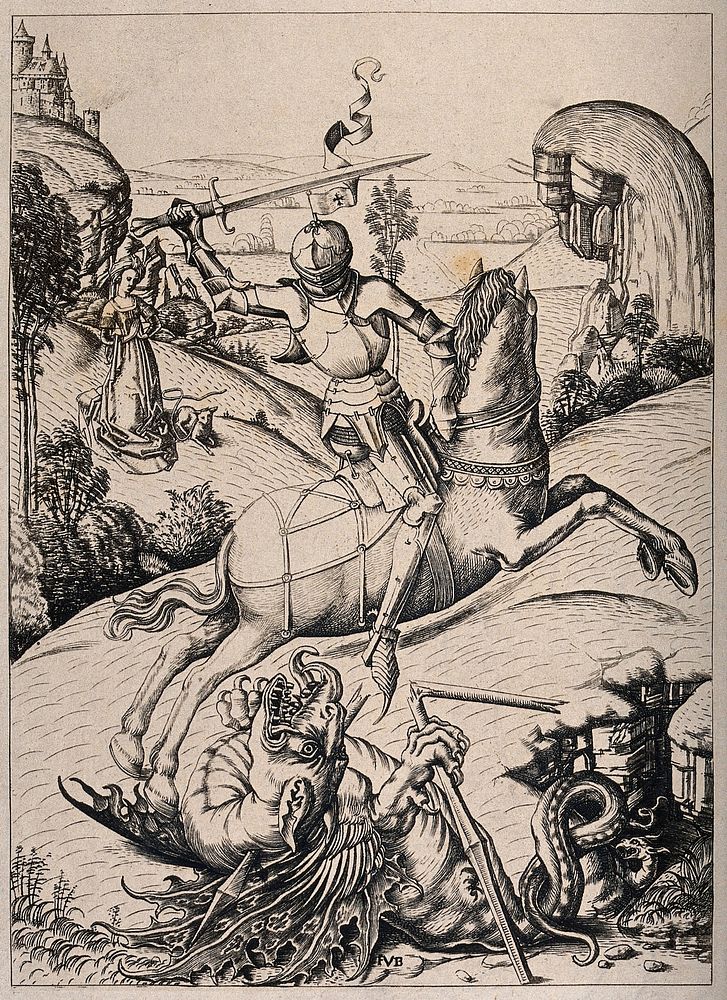 Saint George. Engraving after Master F.V.B.