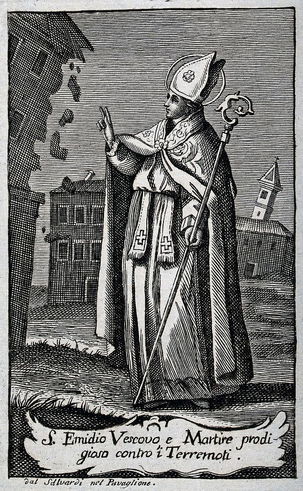 Saint Emygdius. Engraving by Salvardi.