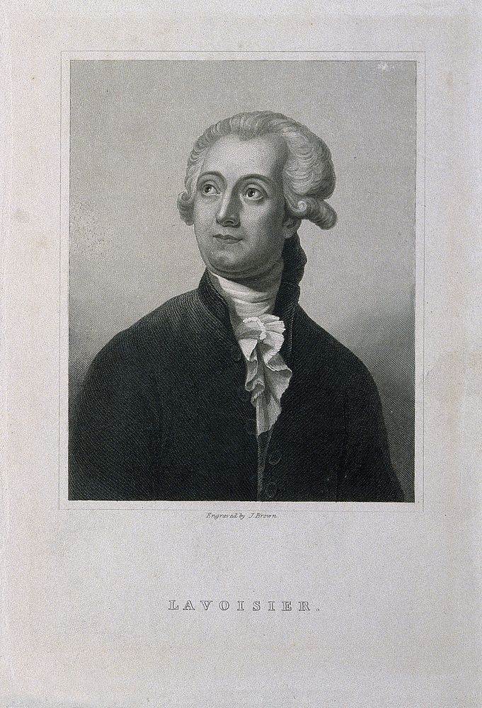 Antoine Laurent Lavoisier. Stipple engraving by J. Brown after J. L. David.