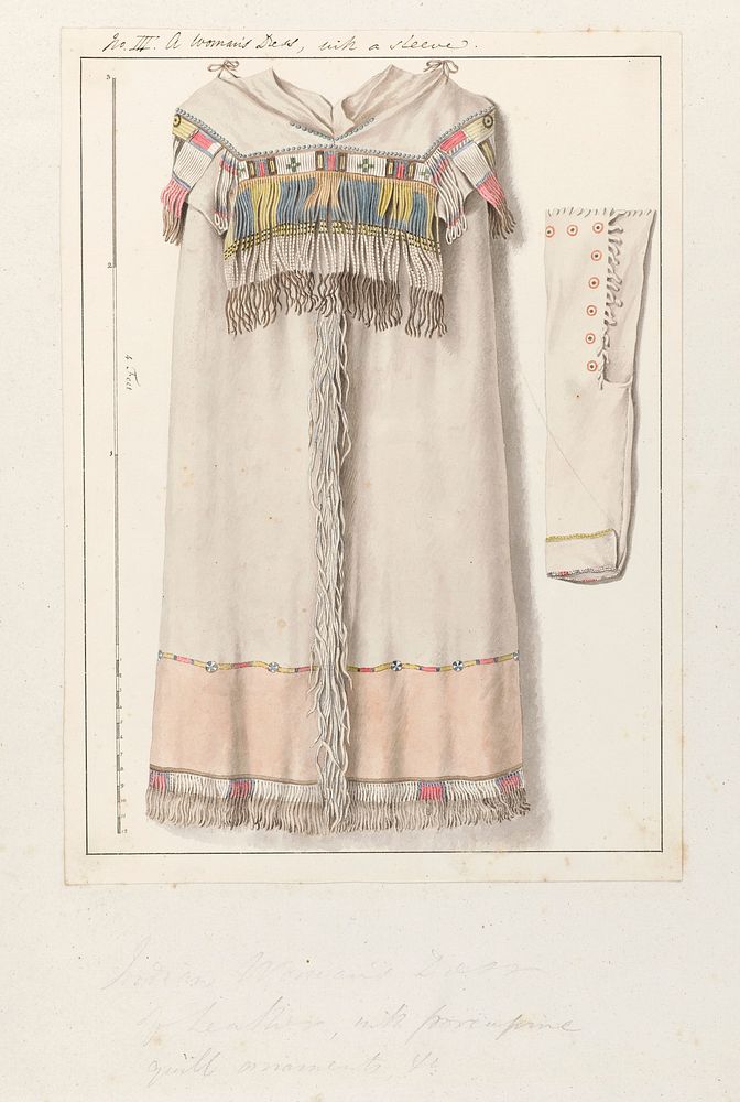 Native North American costume: a woman's dress. Watercolour attributed to Thomas Bateman.