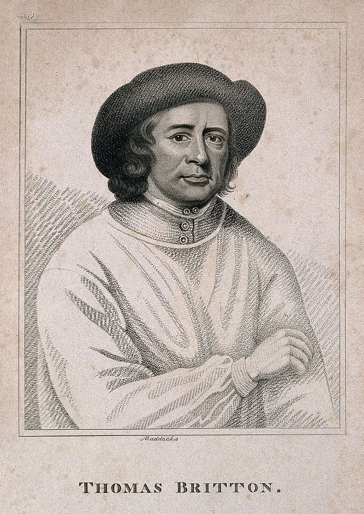Thomas Britton. Stipple engraving by Maddocks after J. Wollaston, 1703.