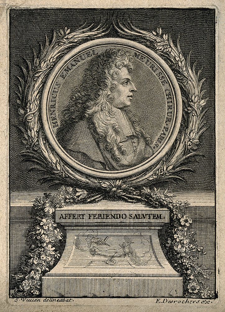 Henri Emmanuel Meurisse. Line engraving by C. Simonneau, 1693, after J. Vivien.