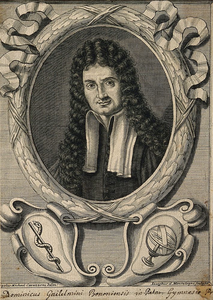 Domenico Guglielmini. Line engraving by J. à Montalegre after A. M. Cavazzoni.