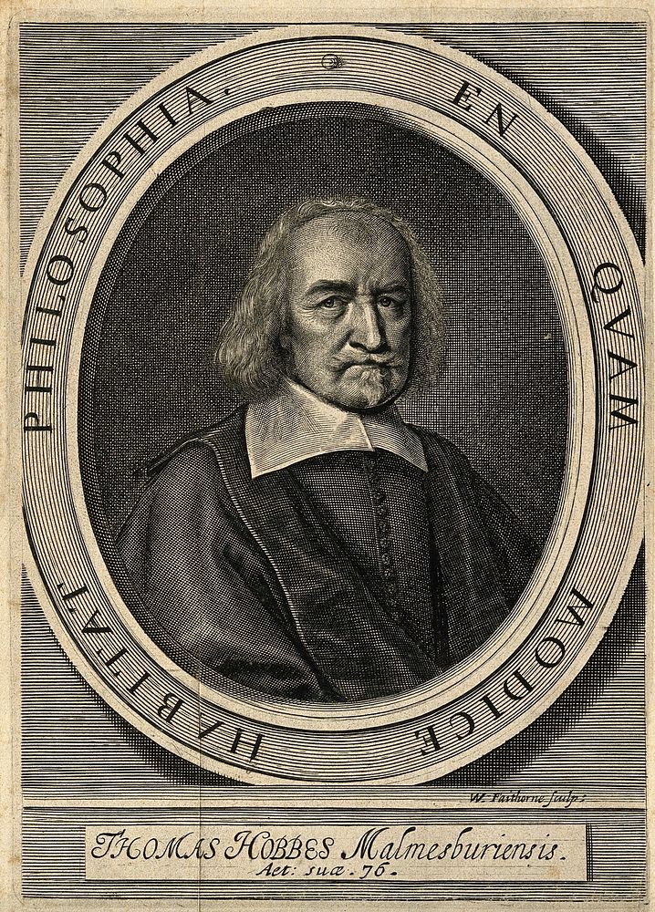 Thomas Hobbes. Line engraving by W. Faithorne, 1668.