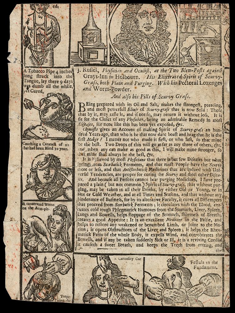 Advert for J. Russel, physician and oculist