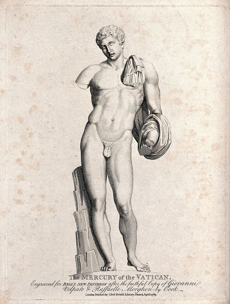 Mercury [Hermes]. Engraving by Cook, 1789, after G. Volpato and R. Morghen.