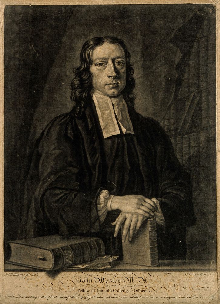 John Wesley. Mezzotint by J. Faber, junior, 1743, after J. Williams.
