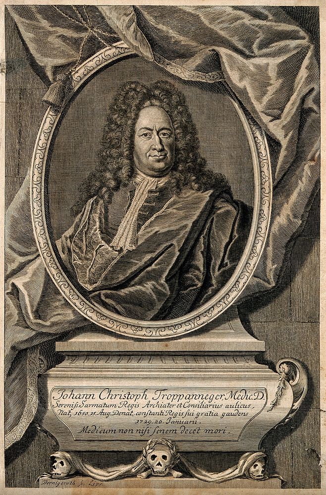 Johann Christoph Troppaniger. Line engraving by M. Bernigeroth, 1729.