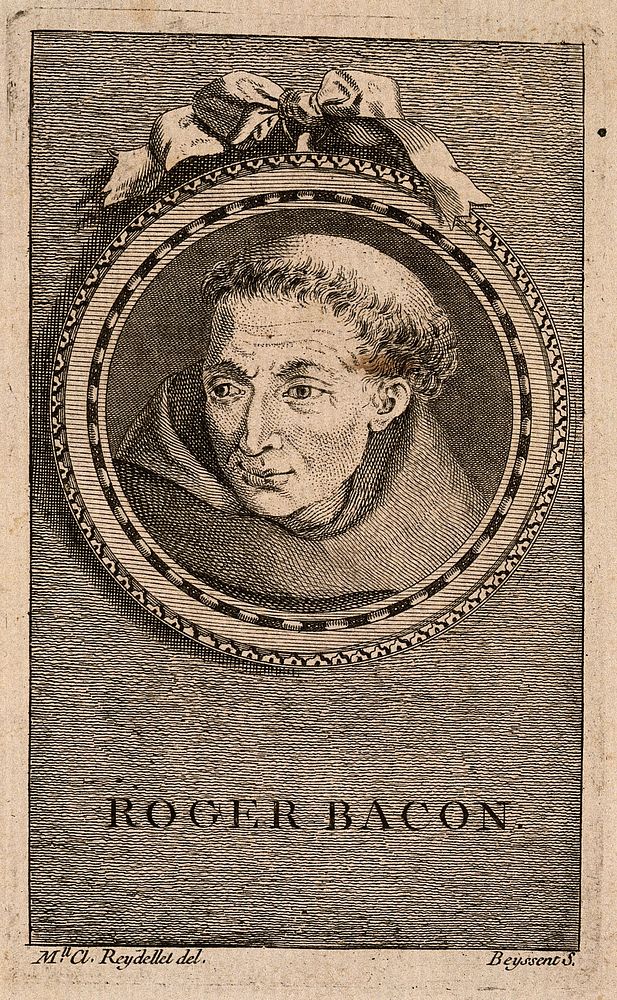 Roger Bacon. Line engraving by Beyssent after Mlle Cl. Reydellet.