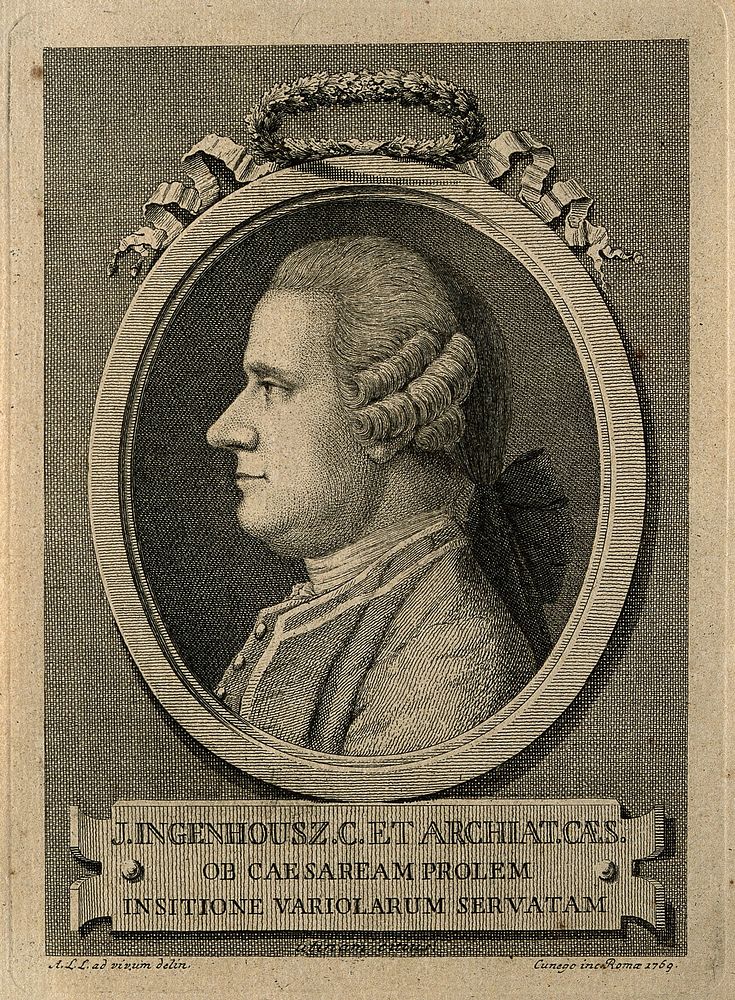Jan Ingenhousz. Etching by D. Cunego, 1769, after A.L.L.